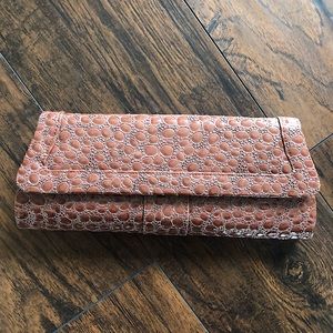 Brown Patent Leather Clutch Purse